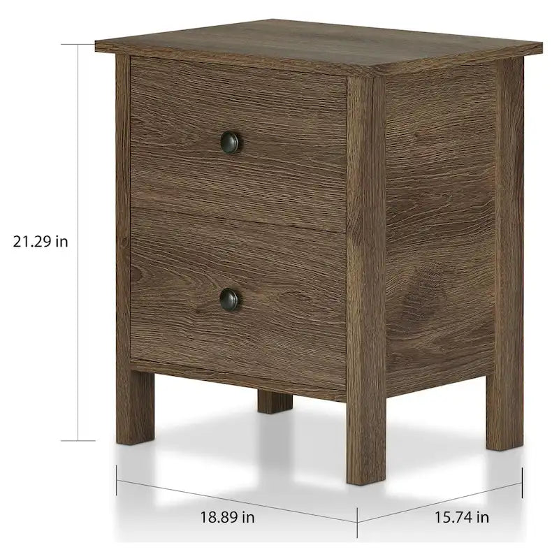 Table de chevet rustique en noyer vieilli – 2 tiroirs / 3 tiroirs, style ferme