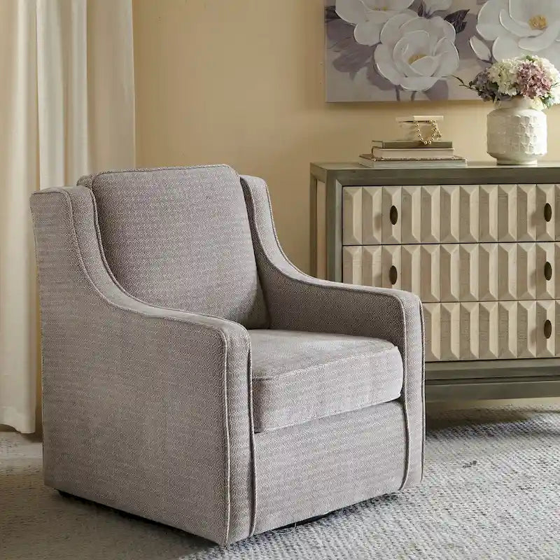 Fauteuil pivotant 360° en chenille – Crème / Bleu-vert / Gris, 1 place