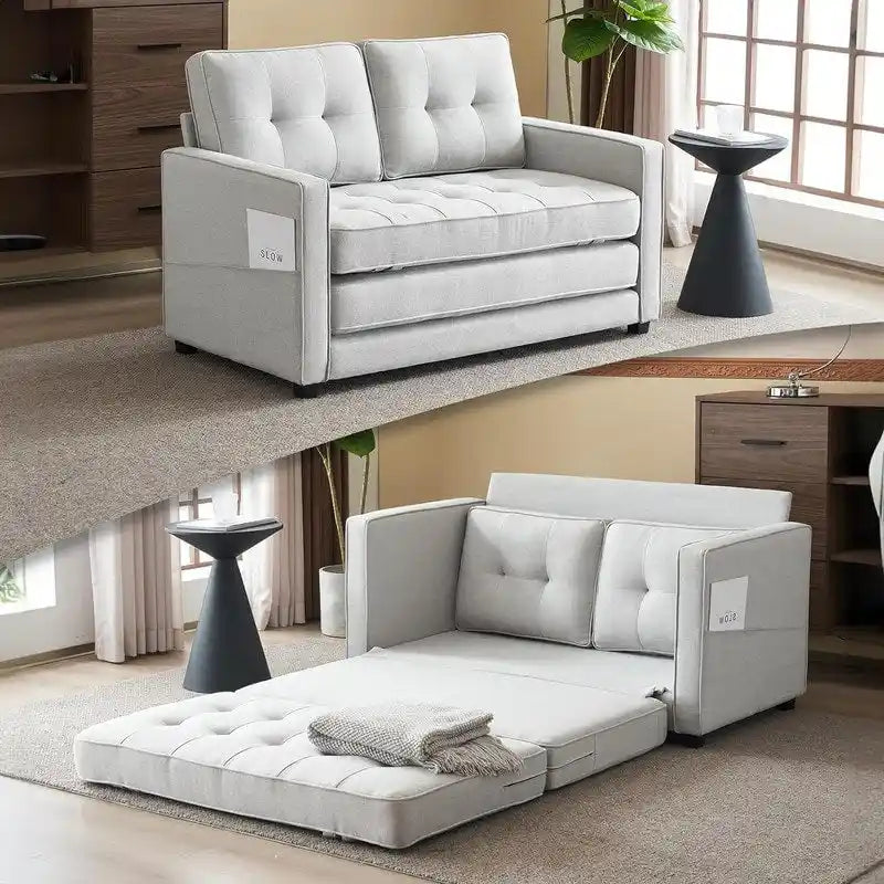 Canapé-lit pliable 2 places – Noir / Beige / Gris / Vert / Bleu marine, 2 tailles, 2 places