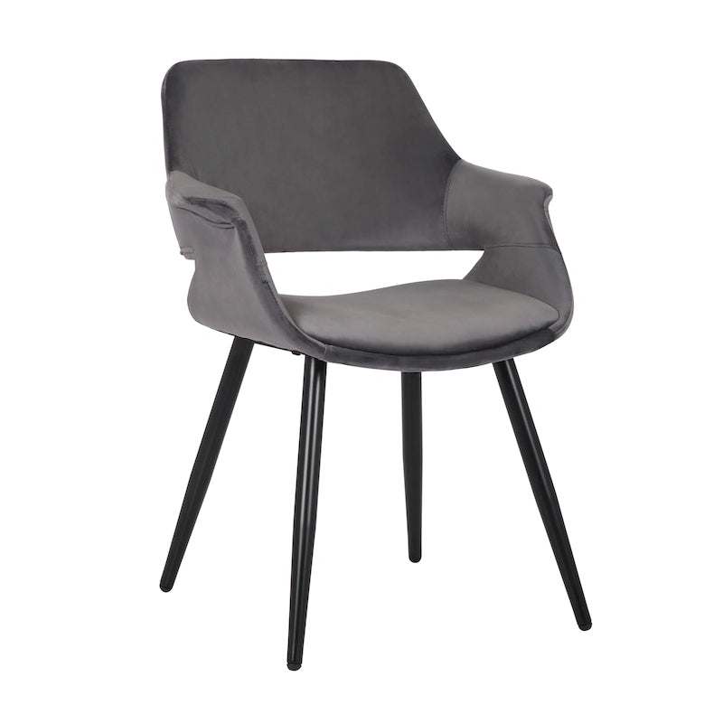Chaise de salle à manger mi-siècle en velours avec cadre en acier – Vert / Rose / Champagne / Gris foncé, unitaire