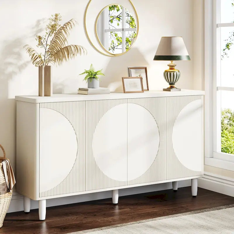 Buffet moderne avec portes à ouverture par pression – Marron / Noir / Blanc