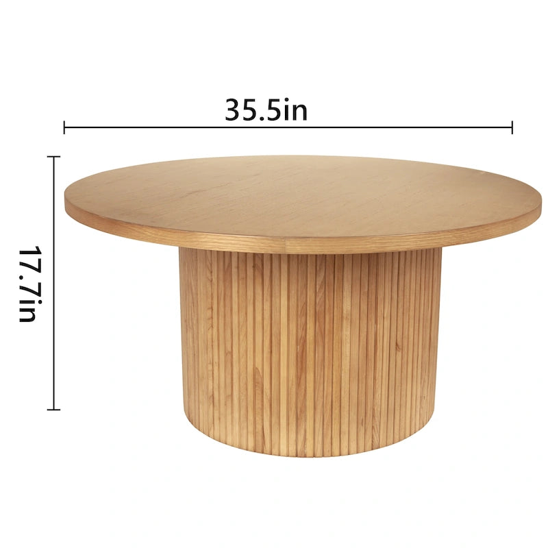 Table basse ronde en bois sur pied – Bois naturel, 2 tailles