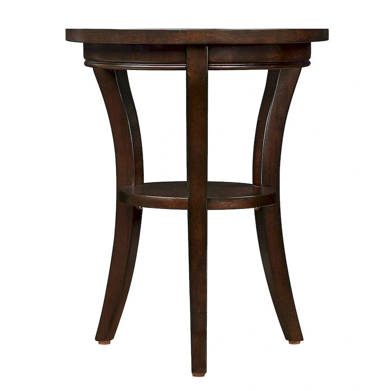 Table d'appoint ronde en bois avec étagère ouverte – Expresso, MDF et bois d'hévéa