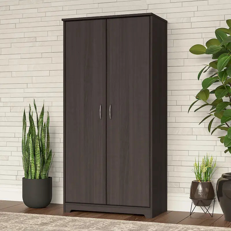 Armoire de rangement haute à 2 portes et étagères réglables – 8 couleurs, style transitionnel