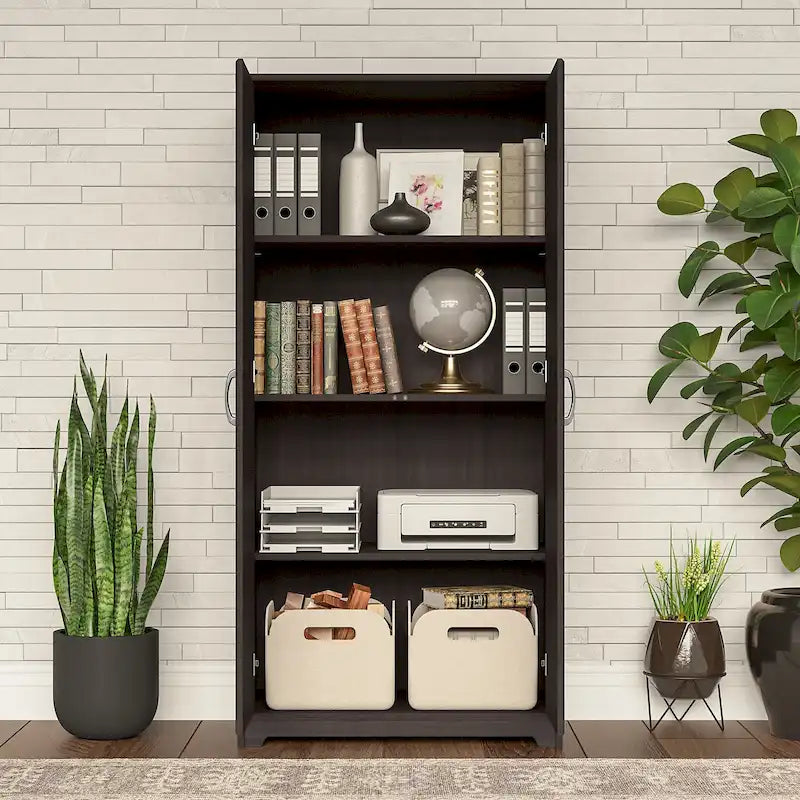 Armoire de rangement haute à 2 portes et étagères réglables – 8 couleurs, style transitionnel
