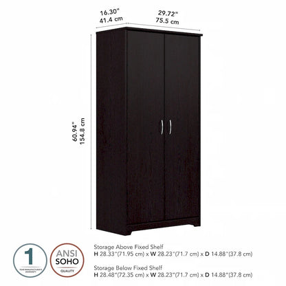 Armoire de rangement haute à 2 portes et étagères réglables – 8 couleurs, style transitionnel