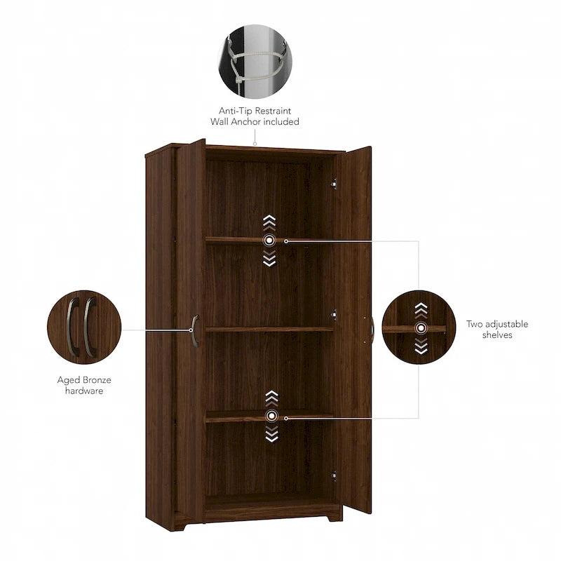 Armoire de rangement haute à 2 portes et étagères réglables – 8 couleurs, style transitionnel