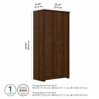 Armoire de rangement haute à 2 portes et étagères réglables – 8 couleurs, style transitionnel