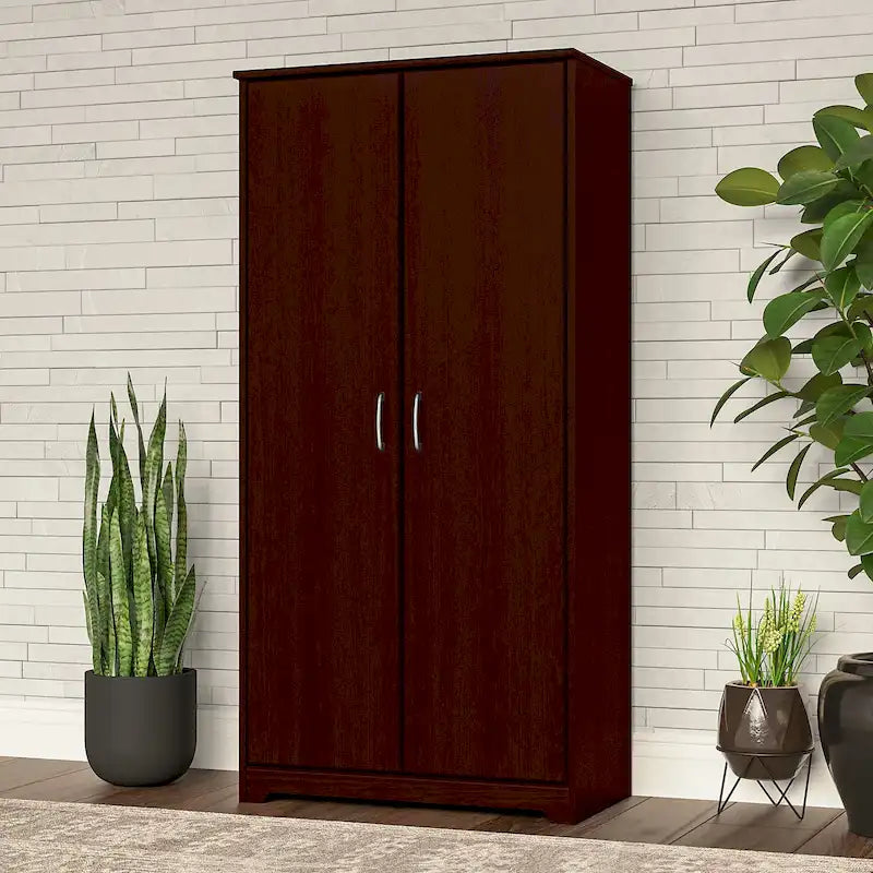 Armoire de rangement haute à 2 portes et étagères réglables – 8 couleurs, style transitionnel