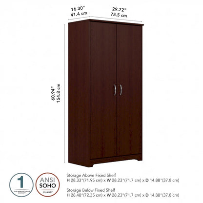 Armoire de rangement haute à 2 portes et étagères réglables – 8 couleurs, style transitionnel