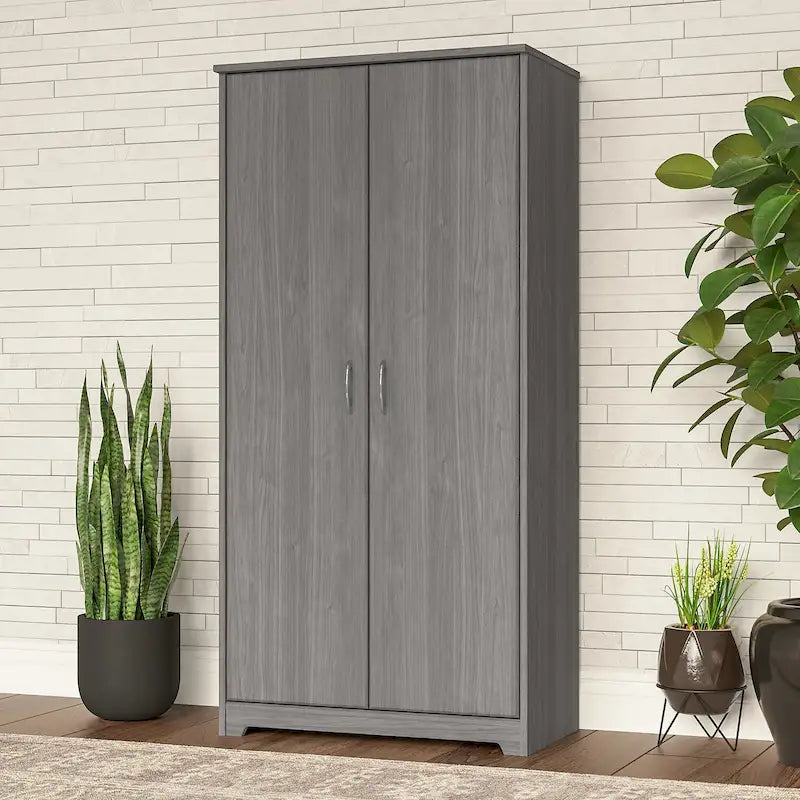 Armoire de rangement haute à 2 portes et étagères réglables – 8 couleurs, style transitionnel