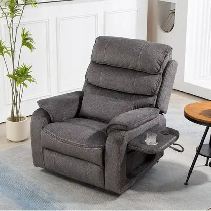 Fauteuil inclinable électrique bi-moteur avec massage et chauffage – Crème / Gris / Beige / Marron, Monoplace