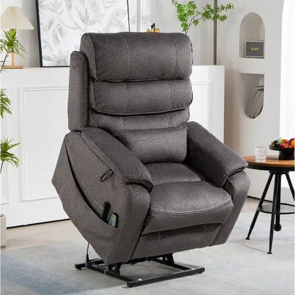 Fauteuil inclinable électrique bi-moteur avec massage et chauffage – Crème / Gris / Beige / Marron, Monoplace