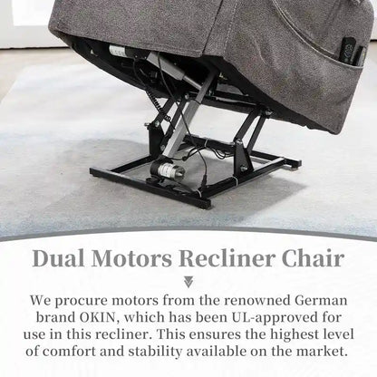 Fauteuil inclinable électrique bi-moteur avec massage et chauffage – Crème / Gris / Beige / Marron, Monoplace