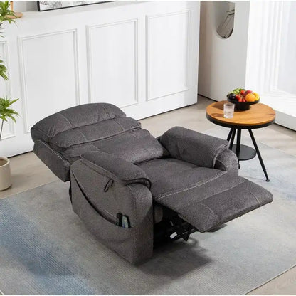 Fauteuil inclinable électrique bi-moteur avec massage et chauffage – Crème / Gris / Beige / Marron, Monoplace