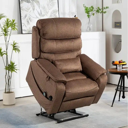 Fauteuil inclinable électrique bi-moteur avec massage et chauffage – Crème / Gris / Beige / Marron, Monoplace