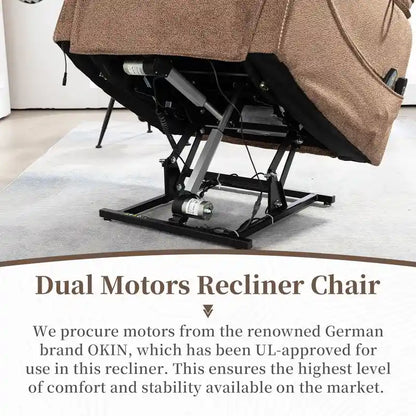Fauteuil inclinable électrique bi-moteur avec massage et chauffage – Crème / Gris / Beige / Marron, Monoplace