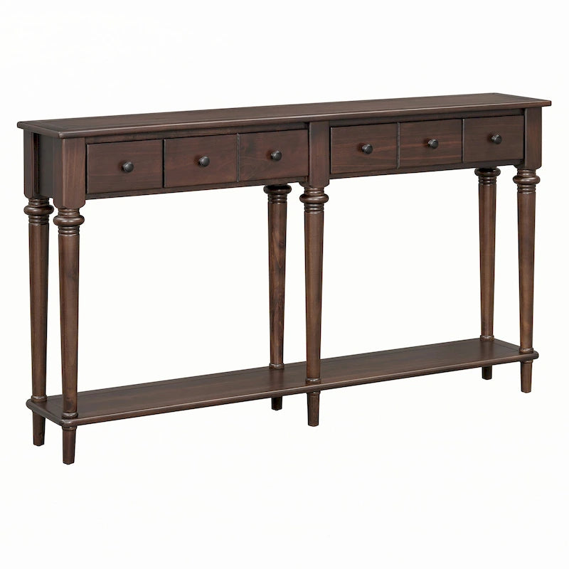 Console d'entrée 4 tiroirs – Espresso, placage pin rustique