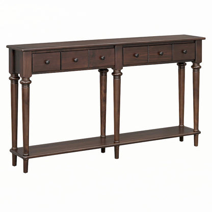 Console d'entrée 4 tiroirs – Espresso, placage pin rustique