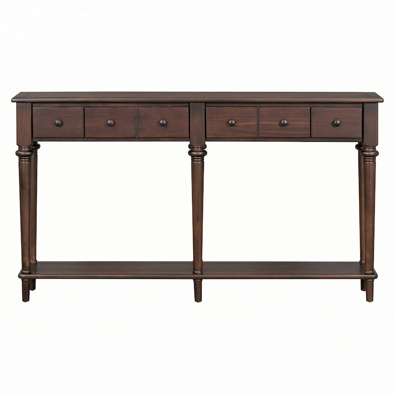 Console d'entrée 4 tiroirs – Espresso, placage pin rustique