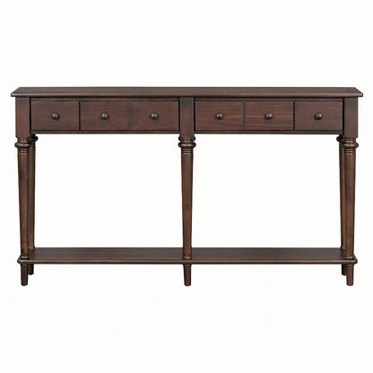 Console d'entrée 4 tiroirs – Espresso, placage pin rustique