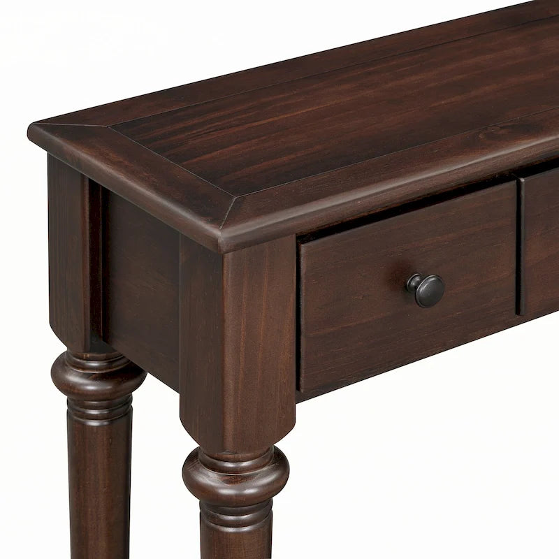 Console d'entrée 4 tiroirs – Espresso, placage pin rustique