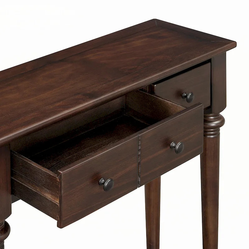 Console d'entrée 4 tiroirs – Espresso, placage pin rustique