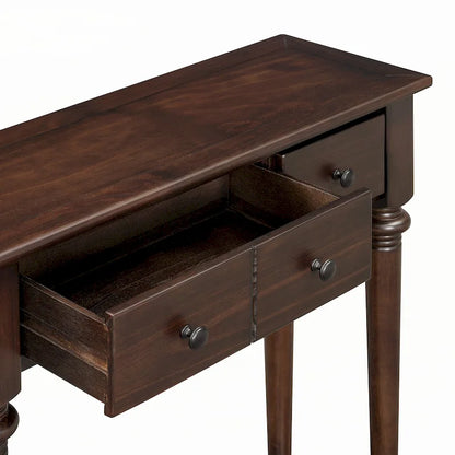 Console d'entrée 4 tiroirs – Espresso, placage pin rustique
