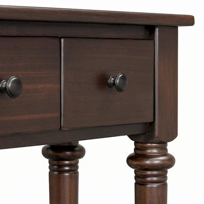 Console d'entrée 4 tiroirs – Espresso, placage pin rustique