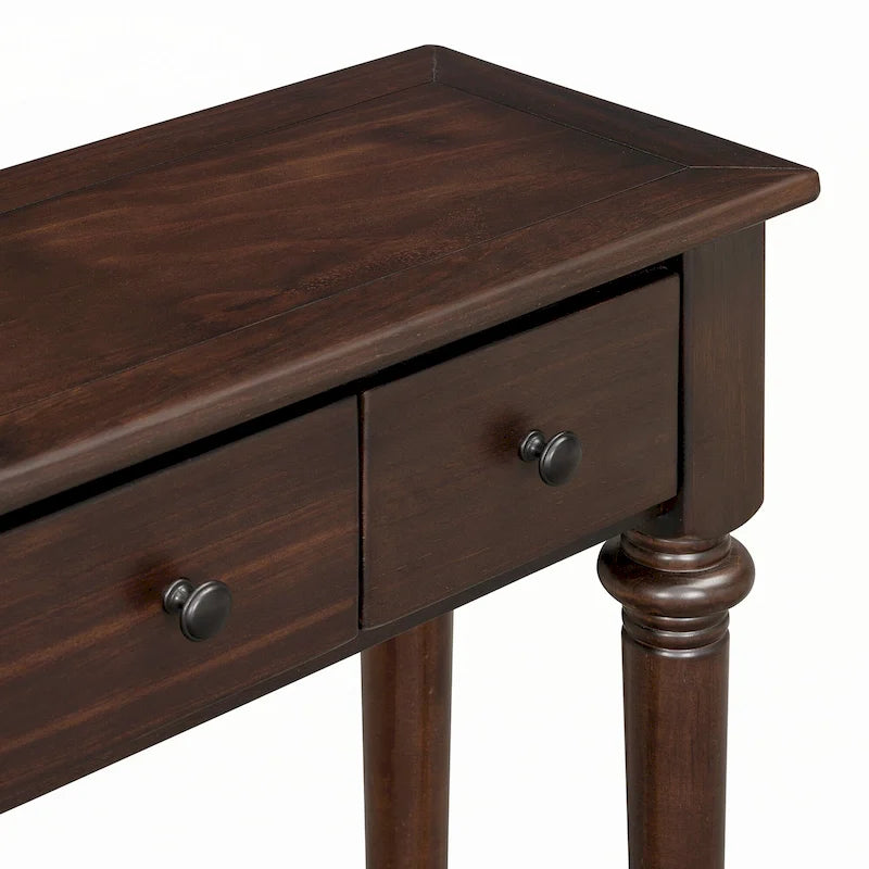 Console d'entrée 4 tiroirs – Espresso, placage pin rustique