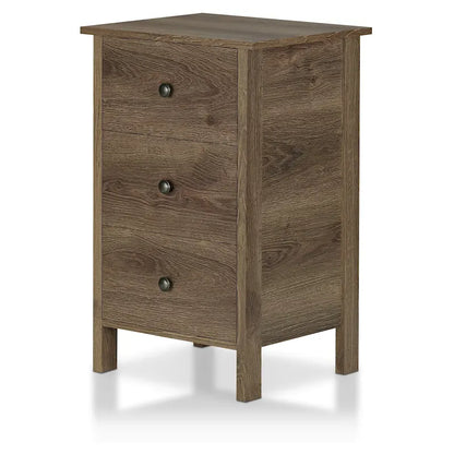 Table de chevet rustique en noyer vieilli – 2 tiroirs / 3 tiroirs, style ferme