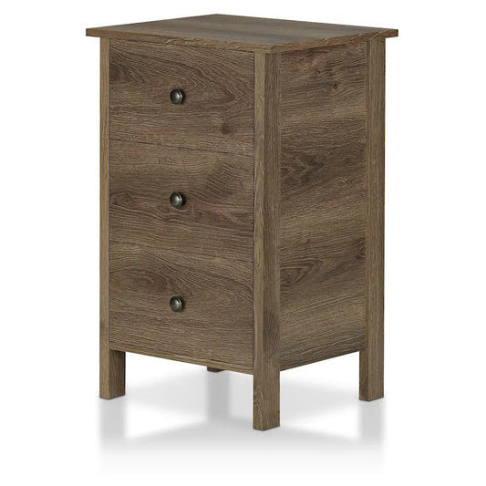 Table de chevet rustique en noyer vieilli – 2 tiroirs / 3 tiroirs, style ferme
