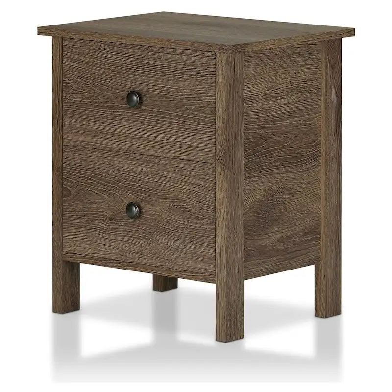 Table de chevet rustique en noyer vieilli – 2 tiroirs / 3 tiroirs, style ferme