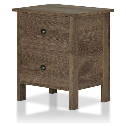 Table de chevet rustique en noyer vieilli – 2 tiroirs / 3 tiroirs, style ferme