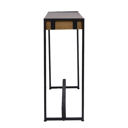 Console étroite de style industriel – Chêne brûlé / Gris / Noir / Tabac, pieds en métal