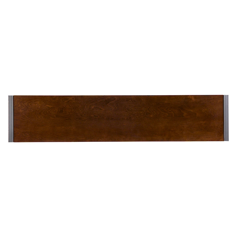 Console étroite de style industriel – Chêne brûlé / Gris / Noir / Tabac, pieds en métal