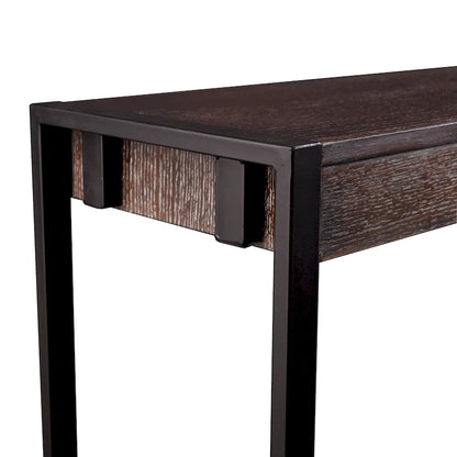 Console étroite de style industriel – Chêne brûlé / Gris / Noir / Tabac, pieds en métal