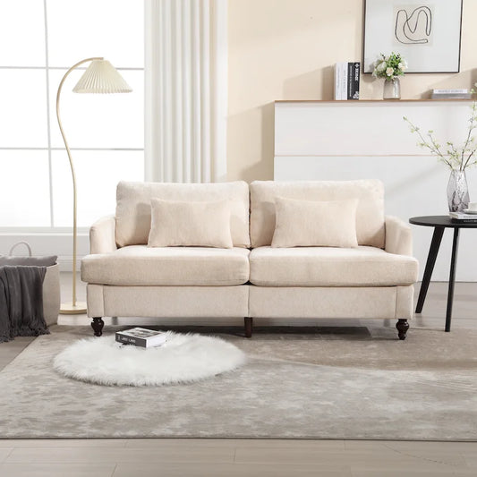 Causeuse moderne en chenille – Beige / Noir / Gris / Rouge bordeaux / Émeraude, 2 places