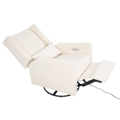 Fauteuil inclinable, pivotant et basculant électrique – Gris / Blanc / Crème, Un siège