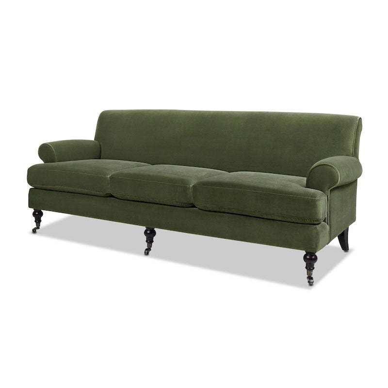 Canapé 3 places 88 po – Gris argenté / Bleu marine / Vert olive / Beige, accoudoirs arrondis