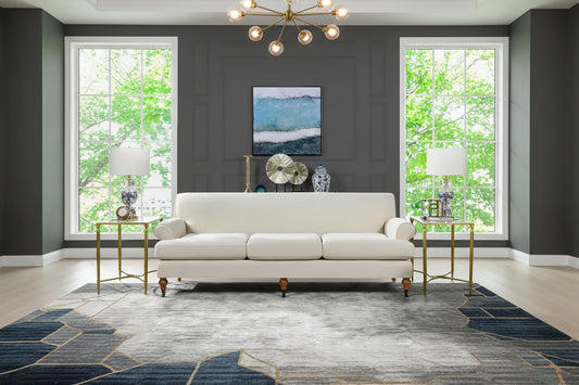 Canapé 3 places 88 po – Gris argenté / Bleu marine / Vert olive / Beige, accoudoirs arrondis
