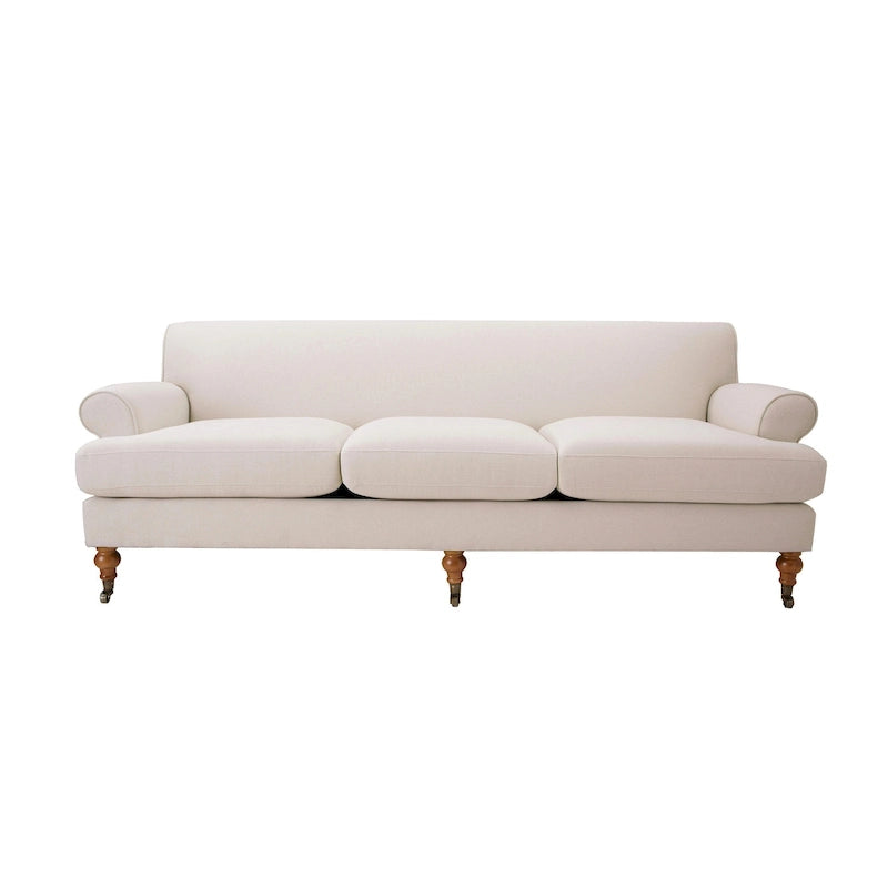 Canapé 3 places 88 po – Gris argenté / Bleu marine / Vert olive / Beige, accoudoirs arrondis