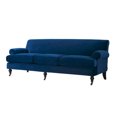 Canapé 3 places 88 po – Gris argenté / Bleu marine / Vert olive / Beige, accoudoirs arrondis