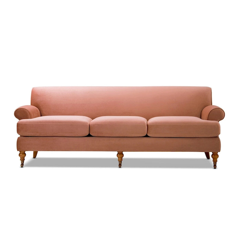 Canapé 3 places 88 po – Gris argenté / Bleu marine / Vert olive / Beige, accoudoirs arrondis