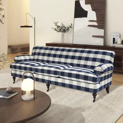 Canapé 3 places 88 po – Gris argenté / Bleu marine / Vert olive / Beige, accoudoirs arrondis