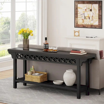 Console étroite de style campagnard – Gris / Cerisier / Marron / Gris, Bois massif, 70,8" L