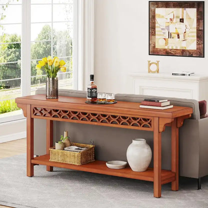 Console étroite de style campagnard – Gris / Cerisier / Marron / Gris, Bois massif, 70,8" L