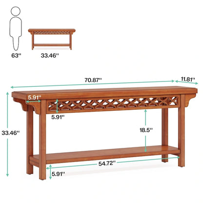 Console étroite de style campagnard – Gris / Cerisier / Marron / Gris, Bois massif, 70,8" L
