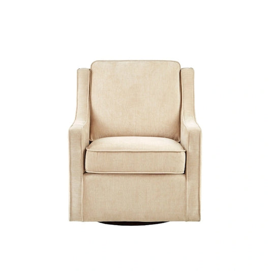 Fauteuil pivotant 360° en chenille – Crème / Bleu-vert / Gris, 1 place