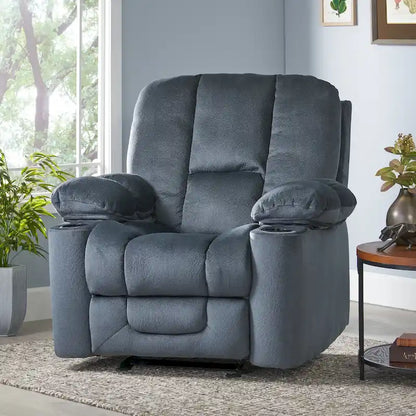 Fauteuil club inclinable en tissu – Latte / Gris Acier / Chocolat, Monoplace